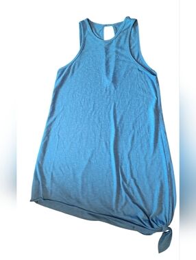 Women's Blue Sleeveless Tie-Hem Tank Summer Dress Cut Out Back